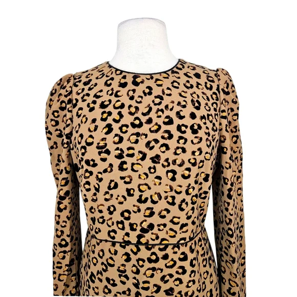 NWT Donna Karan Leopard Print Long-Sleeved Sheath Dress - Picture 6 of 12